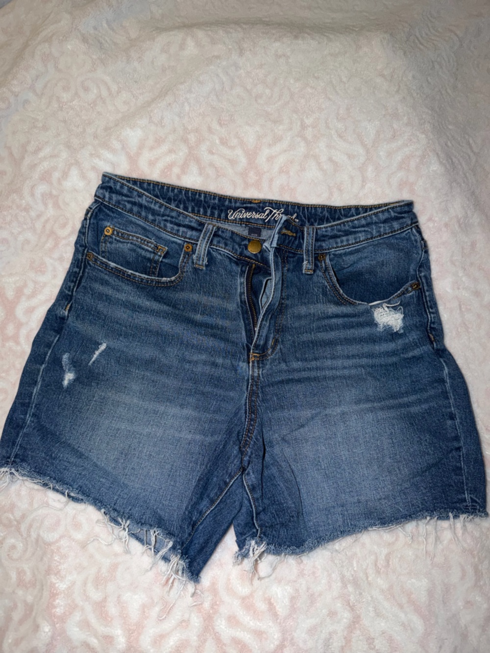 Universal Thread Medium Blue Distressed Denim Shorts